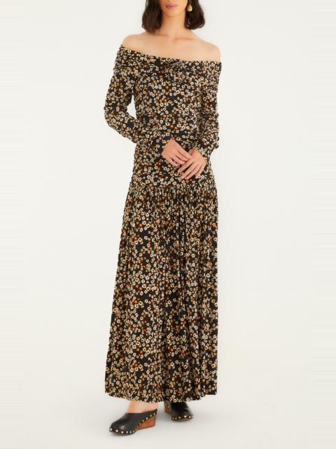 FARM RIO FARM Rio Floral Off the Shoulder Long Sleeve Maxi Dress in Black at Nordstrom