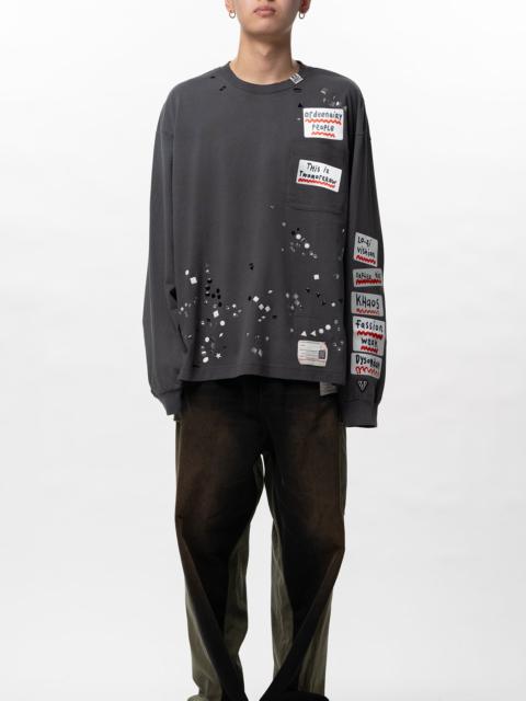 Maison MIHARAYASUHIRO Embellished Sticker Long Sleeve T-shirt