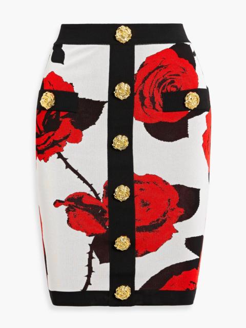 Balmain Floral jacquard-knit mini skirt