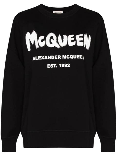 Alexander McQueen Graffiti print crew neck sweatshirt