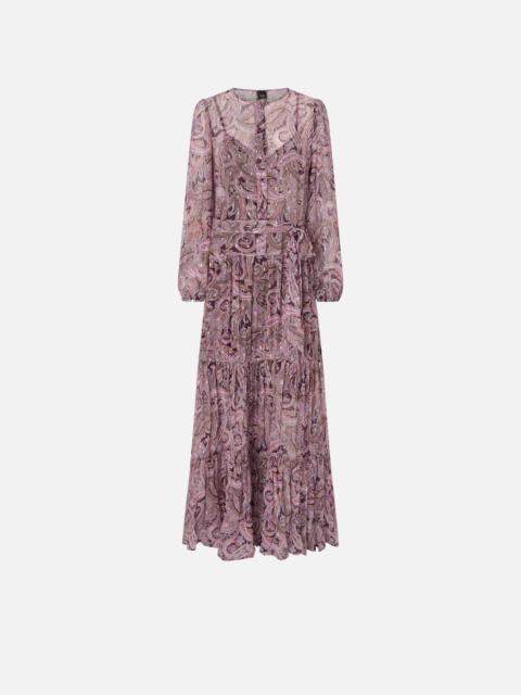 PINKO LONG DRESS WITH METALLIC CASHMERE PRINT