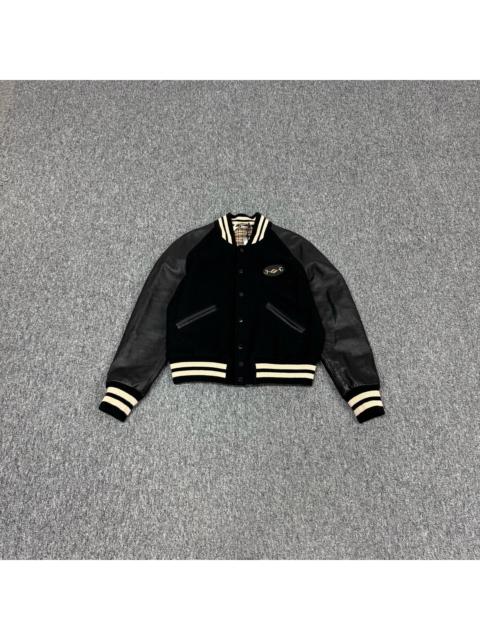 GUCCI Gucci horsebit felt and leather baseball jacket