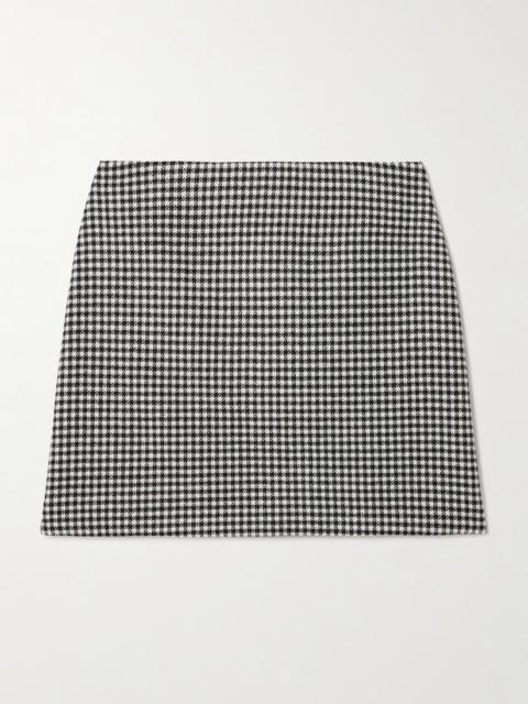 BLAZÉ MILANO Coci Velvet-trimmed Houndstooth Wool Mini Skirt