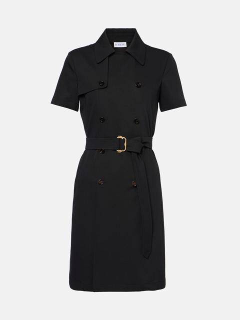 Belted wool twill shirt dress