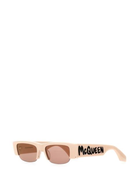 Alexander Mcqueen Woman Pastel Pink Acetate Slashed Mcqueen Graffiti Sunglasses