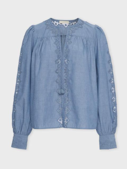 ULLA JOHNSON Blouse Kady Long Sleeve Light blue