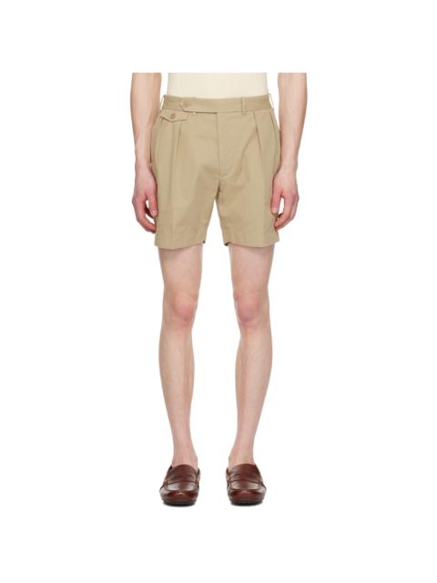 Tan Pleated Shorts