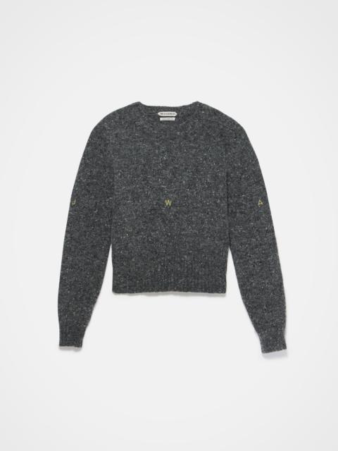 JW Anderson SLEEVE EMBROIDERED CREW NECK JUMPER IN CHARCOAL MELANGE