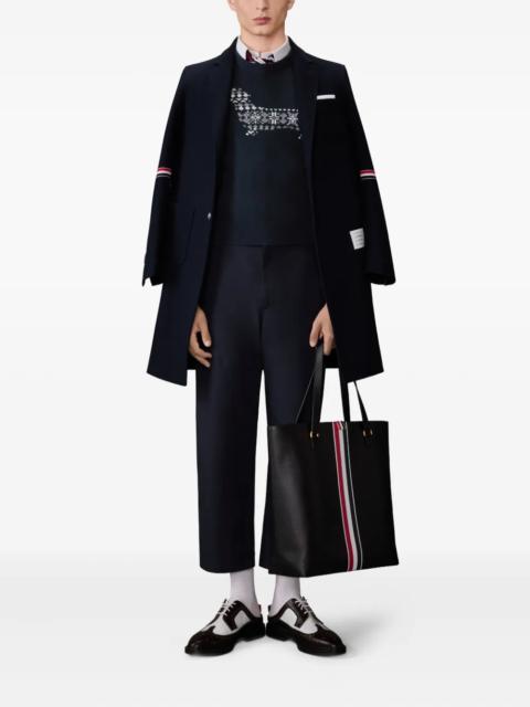 Thom Browne THOM BROWNE - Men 4 Bar Stripe Holiday Hector Intarsia Jacquard Classic Crew Neck Pullover In Merino