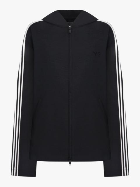 Y-3 ZIP UP HOODIE WIRE TRACK JACKET WITH STRIPE DETAIL | BLACK/WHITE