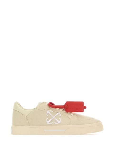 Off White Man Sand Canvas New Low Vulcanized Sneakers