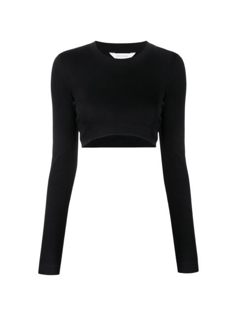Palm Angels fine-ribbed cropped long-sleeve top