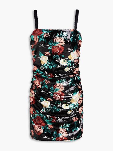Dolce & Gabbana Ruched sequined mesh mini dress
