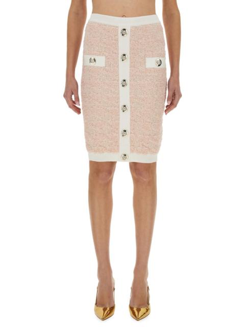 Balmain STRETCH TWEED MIDI SKIRT
