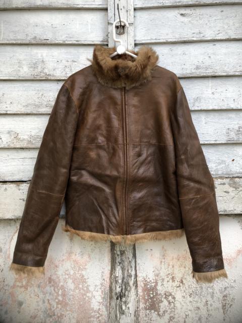 Other Designers Genuine Leather - Belvest Leather Reverse Mink Fur Crop Jacket