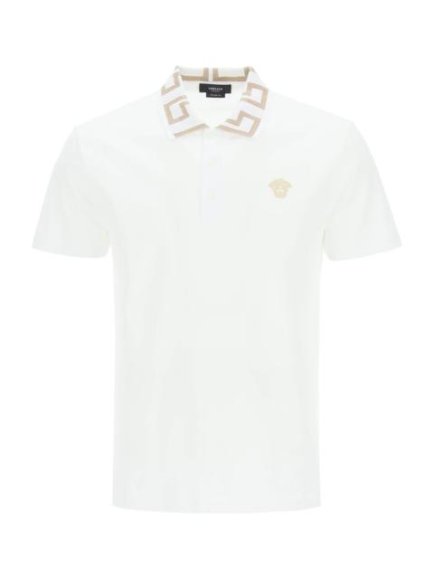 VERSACE White 'greca' Polo Shirt