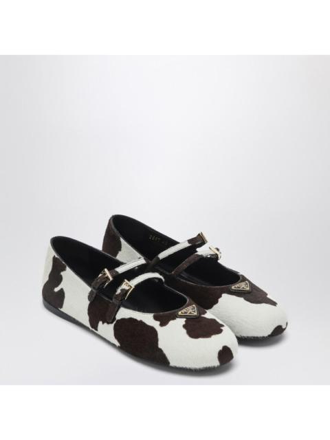 Prada Prada White/Dark Brown Ballerinas With Animal Print Women