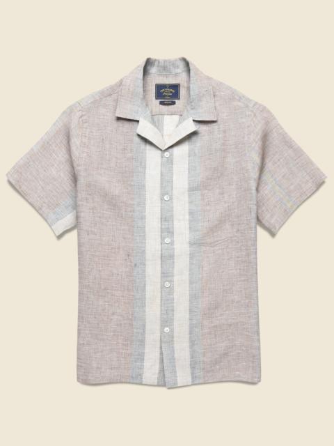 Portuguese Flannel Striped Drift Camp Shirt - Taupe