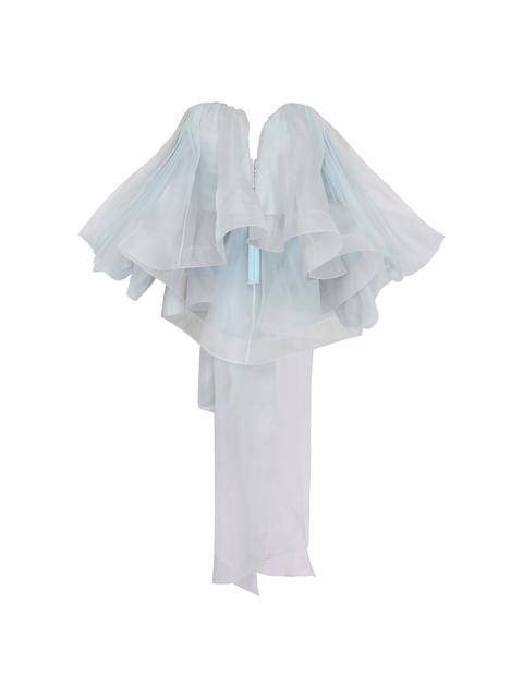 Zimmermann Crush Strapless Silk Top light blue
