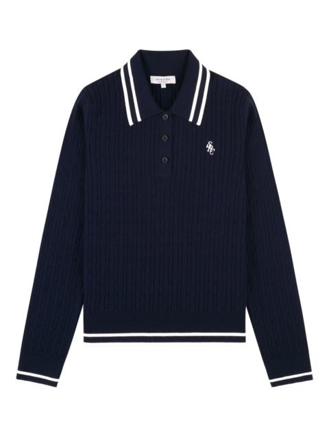 Sporty & Rich Sporty & Rich Cable-knit Striped Polo Shirt