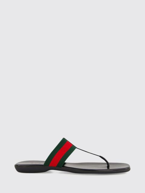 GUCCI Gucci Men Flip-Flop Sandals Gucci In Nylon With Iconic Bicolour Web Stripe