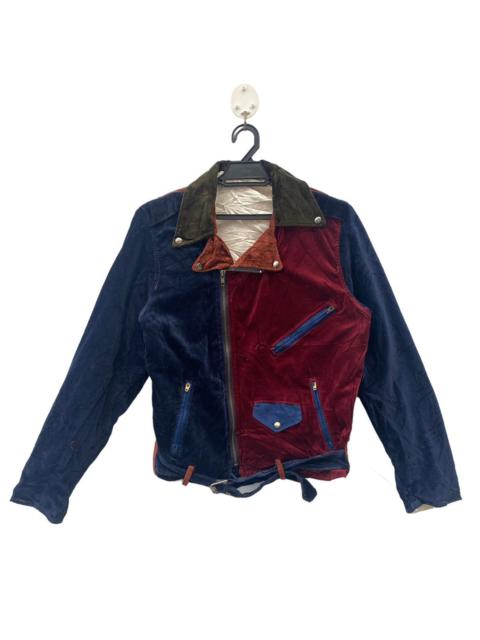 Other Designers Vintage - Vtg 80s velvet biker jacket double color multicolor design