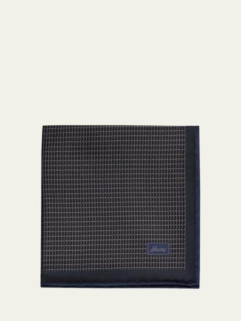 Brioni Men's Screen-Print Silk Pocket Square