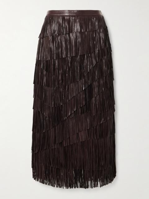 ULLA JOHNSON Therese Fringed Leather Skirt