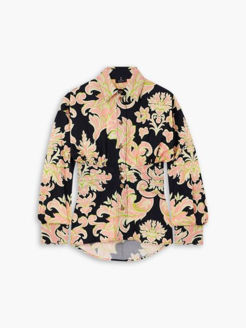Etro Embroidered floral-print cotton-poplin shirt