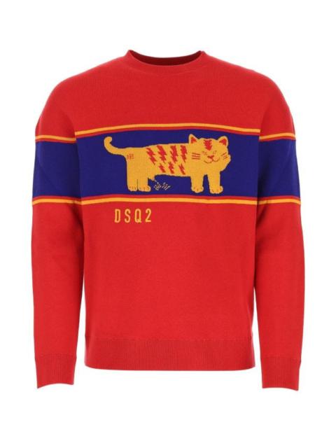 Dsquared Man Multicolor Cotton Oversize Sweater