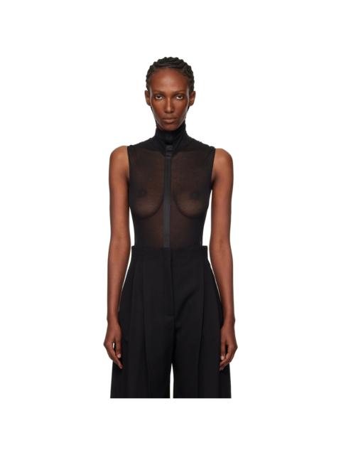 MUGLER Black Sleeveless Tuxedo Bodysuit