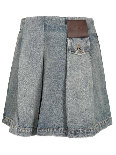 Loewe Loewe Women Washed Denim Mini Skirt