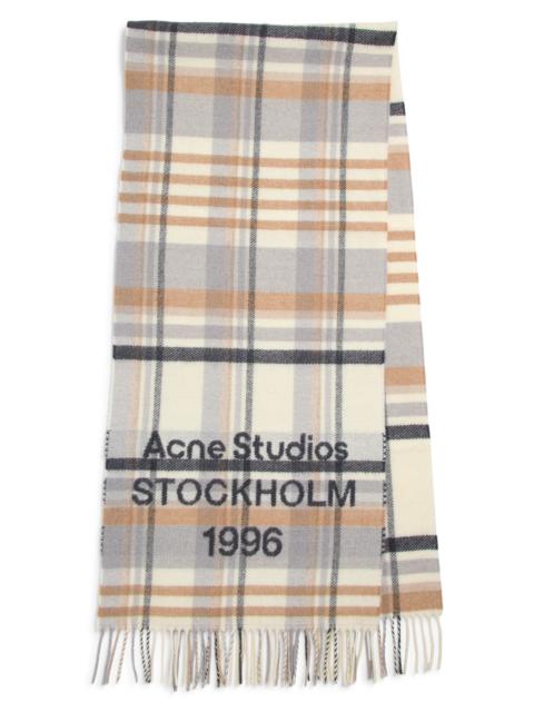 Acne Studios Acne Studios Check 1996 Wool Scarf in White/Beige at Nordstrom