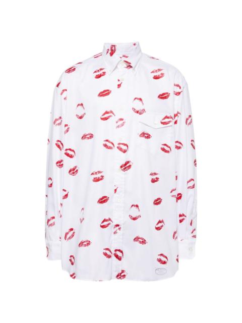 lip pattern button down shirt