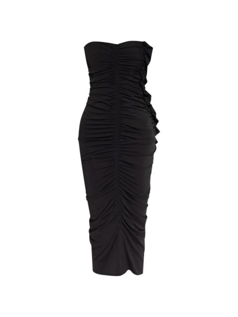 ruched midi dress