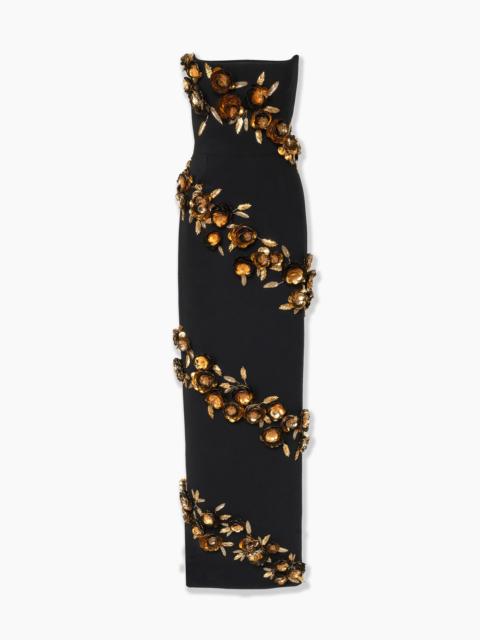 CAROLINA HERRERA Floral-Embroidered Strapless Gown