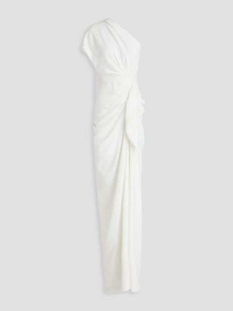 Other Designers Elena one-shoulder draped crepe gown