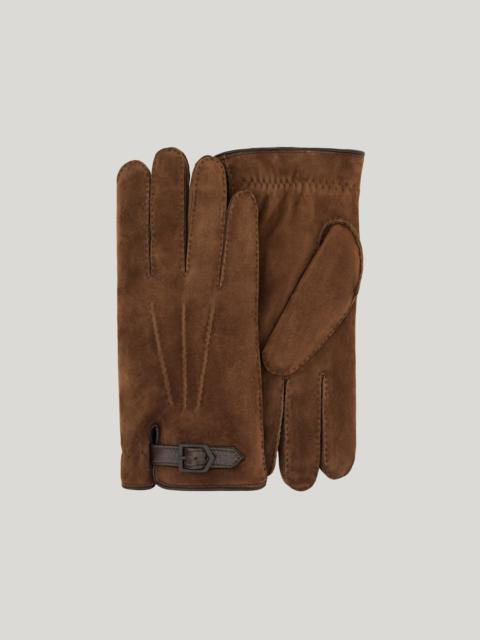Canali DARK BROWN SUEDE GLOVES WITH CASHMERE LINING
