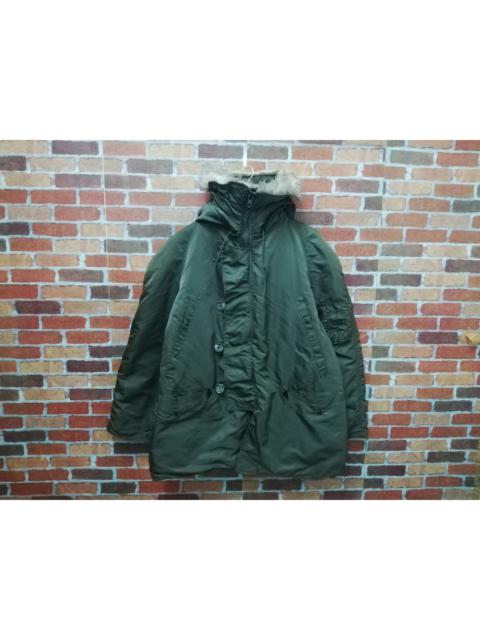 Other Designers Alpha Industries - Alpha industries green army hoodie fur zipper button up