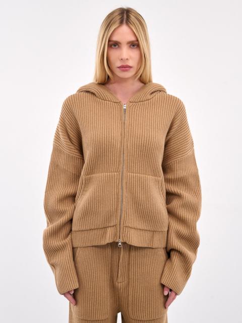 AYA MUSE Zip-Up Ribbed Knit Hoodie