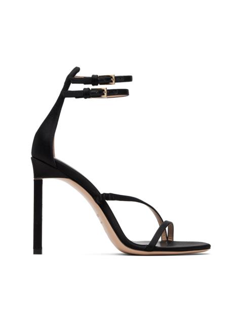 TOM FORD Black Satin T Ankle Strap Sandals