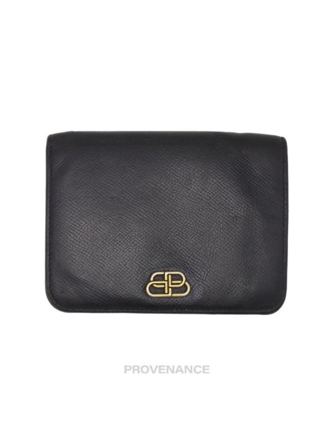 Balenciaga BB Logo Snap Wallet - Black Leather