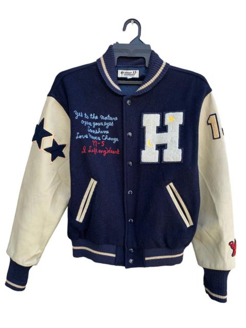 Other Designers Japanese Brand - High Standard 18 Leather Sleeve varsity Jacket Made In Korea