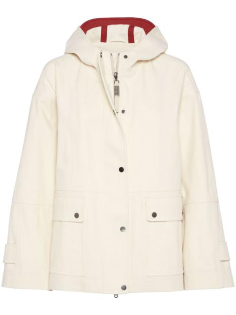 Brunello Cucinelli Women Hooded Canvas Waterproof Jacket