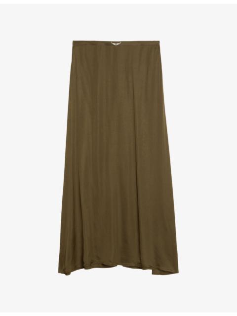 Zadig & Voltaire Jimeno Brand-Plaque Satin Maxi Skirt
