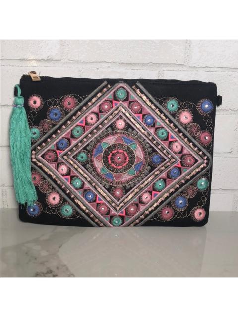 Other Designers Boho Embroidered Crossbody Wristlet Clutch Bag