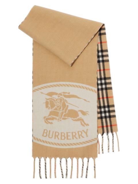 burberry Reversible EKD Check Cashmere Scarf in Sand at Nordstrom