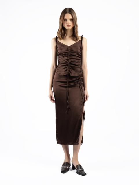 Elleme Silk Midi Skirt Brown