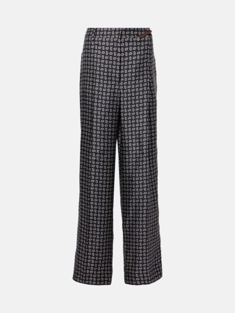 Prada Paisley silk twill straight pants