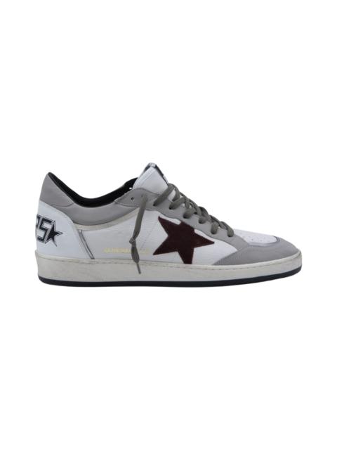 Golden Goose White And Bordeaux Leather Ballstar Sneakers